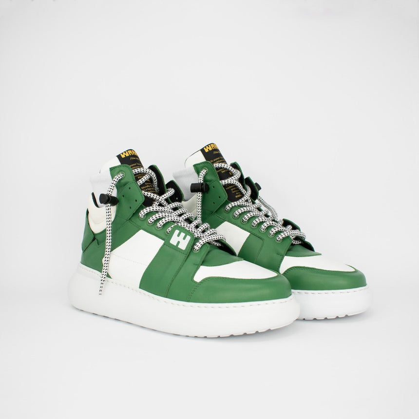 Green and White B-Boy Sneakers